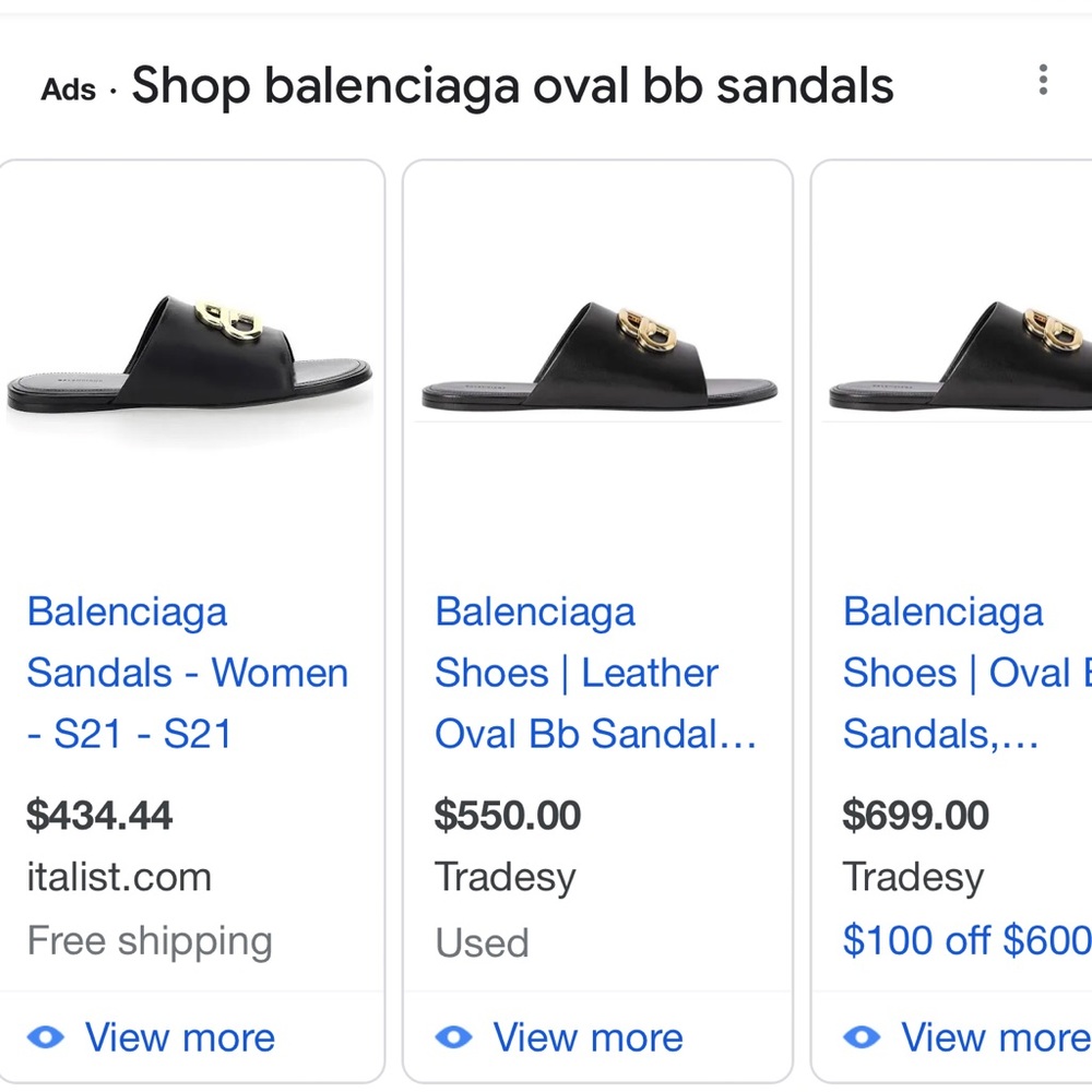 Balenciaga size US 6.5 (ER 36.5) Oval BB sandals black shiny sheepskin gold - Picture 4 of 17